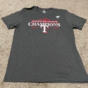 Fanatics Texas Rangers 2023 American League Champions Shirt Charcoal Mens Large